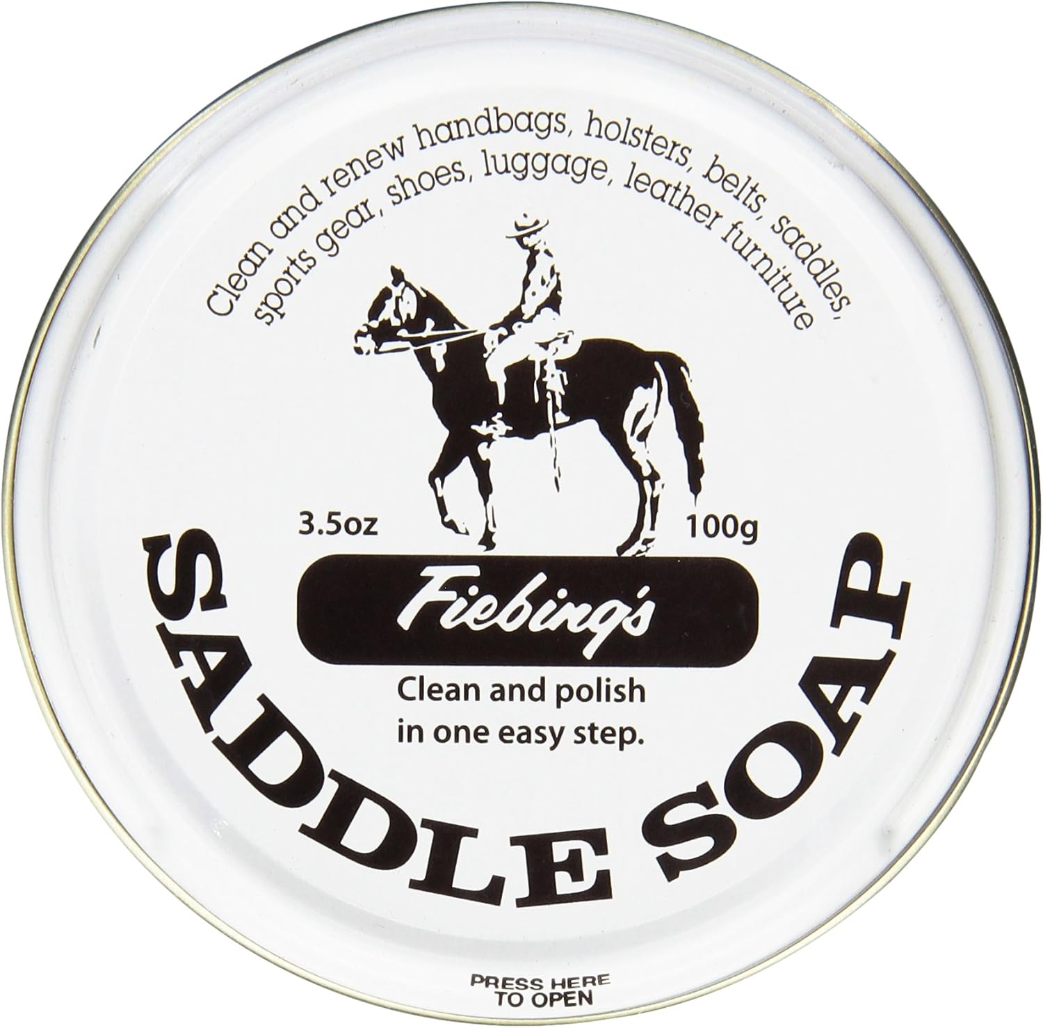 Fiebing's White Saddle Soap for Leather, 3.5 oz Tin